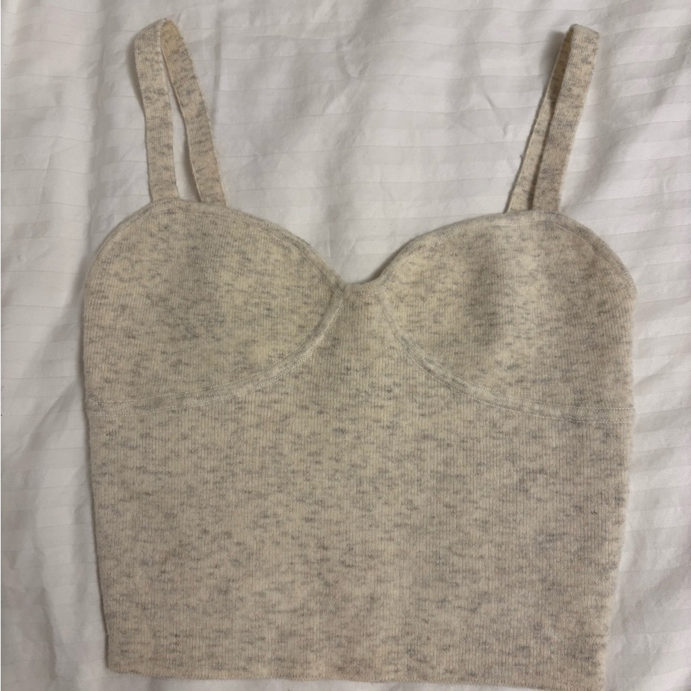 Wilfred Cream Sicily Bustier Cashmere Blend Small Knit Crop Top